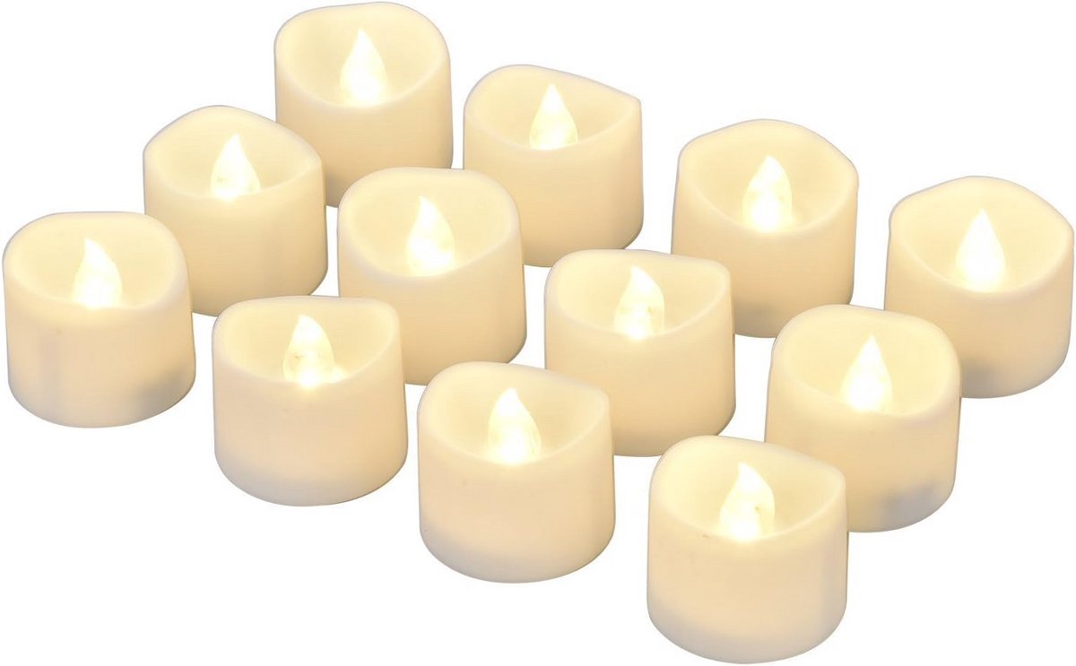 12 LED Theelichtjes met Timer voor Sfeerverlichting, Warm Wit Licht