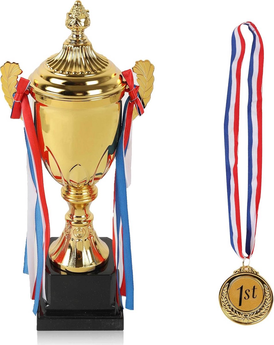 Grote Gouden Beker Trofee en Medaille Set voor Sporttoernooien en Wedstrijden