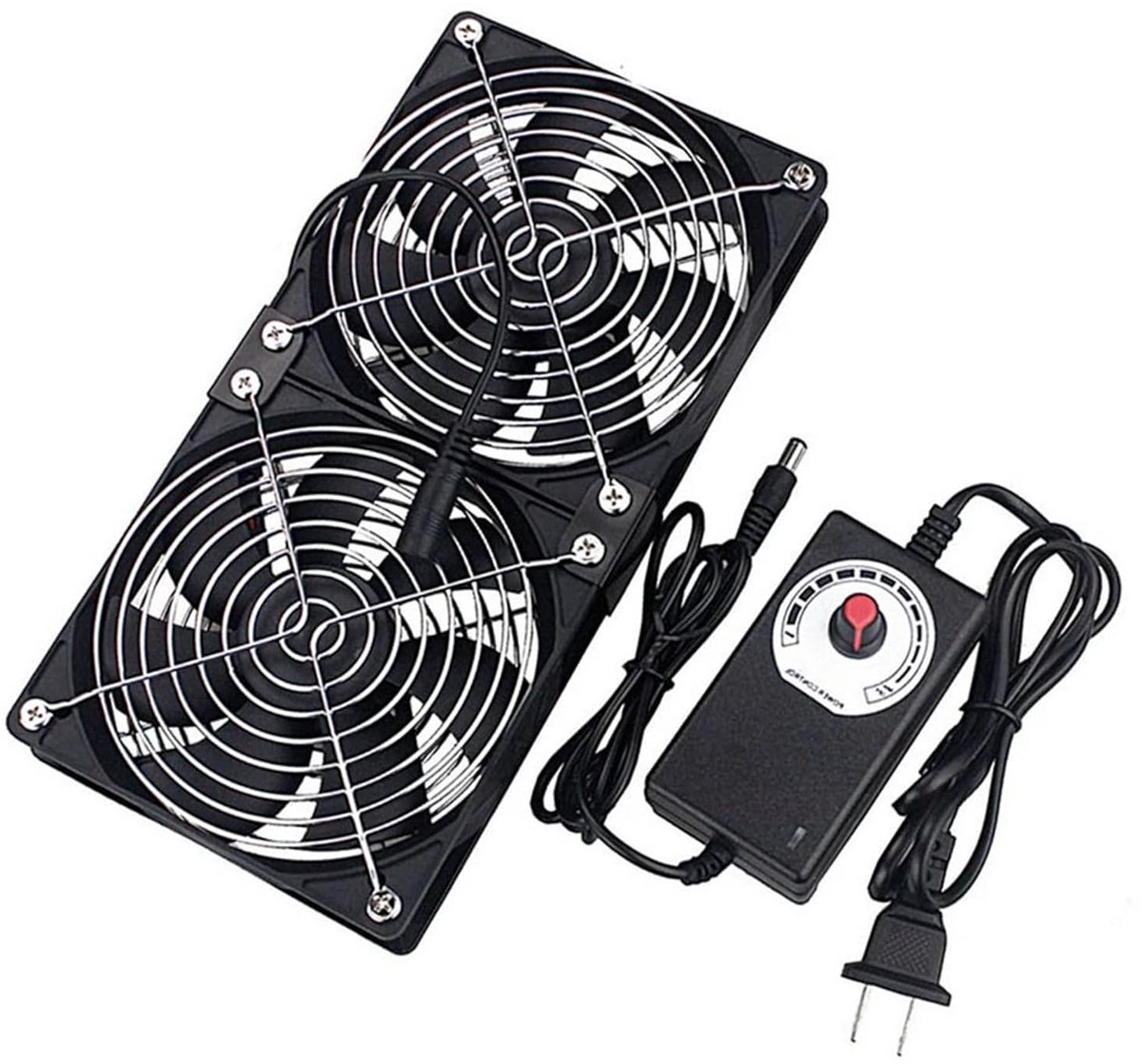 Dubbele PC Ventilator 120mm met Snelheidsregeling - Krachtige Koeling voor Desktop en Router