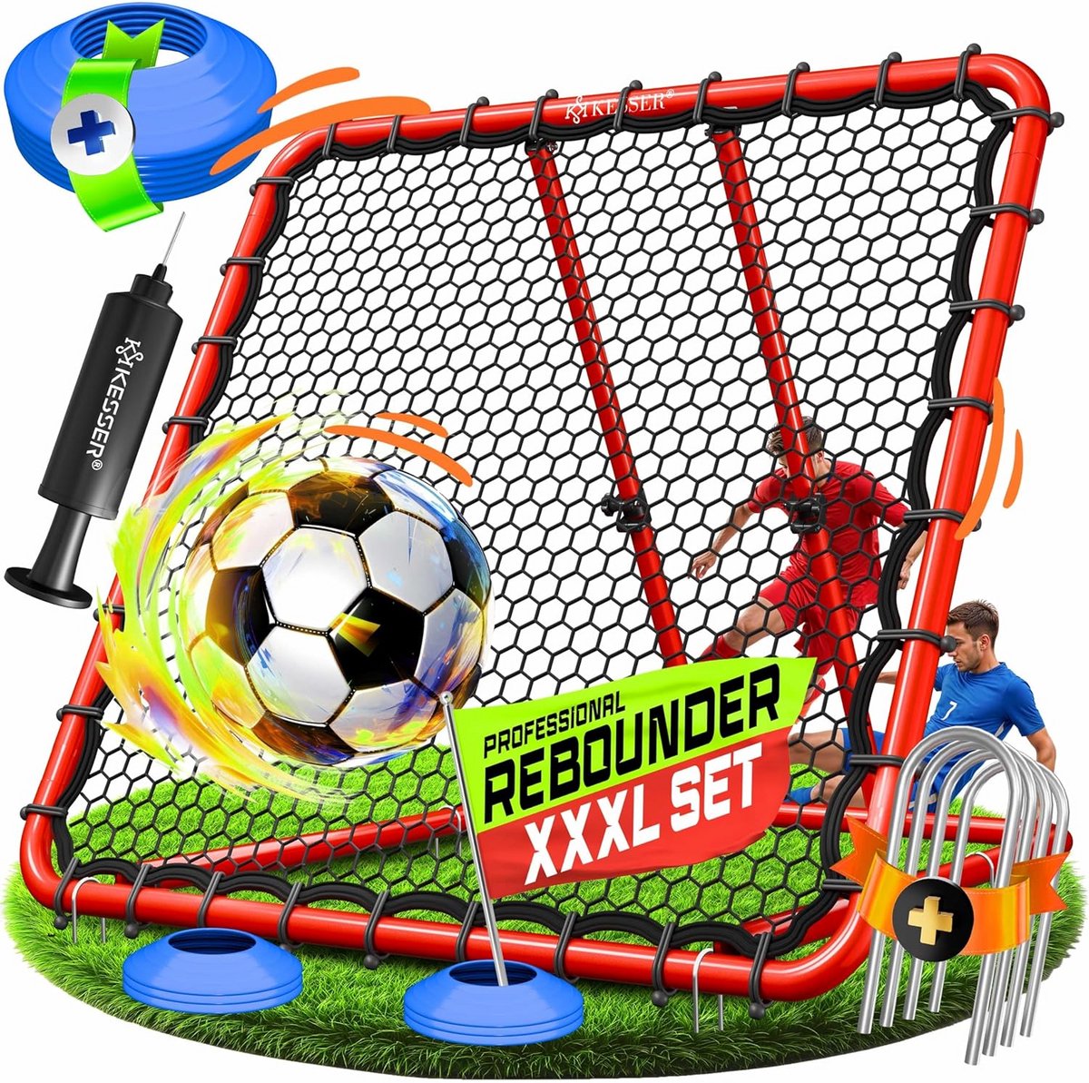 Voetbal Trainingsrebounder Verstelbaar 128x128 cm | Pas- en Schiettraining Net met Accessoires