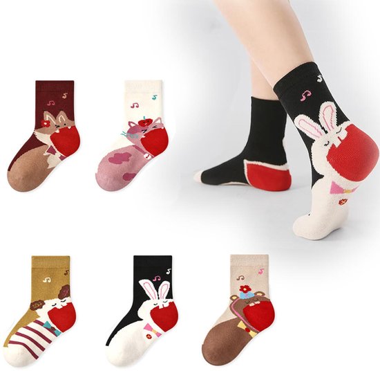 Chaussettes pour enfants - 5 paires - Chaussettes amusantes - Chaussettes pour garçons - Chaussettes pour filles - funny socks happy - Chaussettes joyeuses - junior - Taille 32-36 - Chaussettes de sport - Chaussettes - Style B