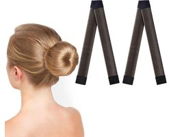 Sander Shop Knot Shaper, 2 stuks Easy Donut Bun Maker voor haar, French Twist Fold Wrap Snap Band voor het maken van doe-het-zelf-haarstijlen, Ballet Hair Deft Bun Hair Styling Accessoires voor meisjes-2pcs-Donkerbruin