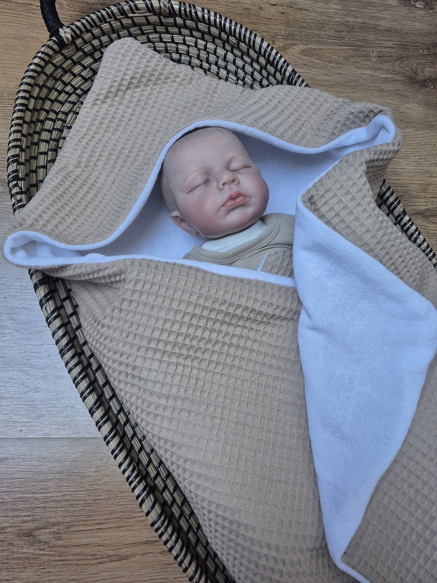 Wikkeldeken - Omslagdoek - Badcape - Zand / Badstof - 70x70cm / Baby Creaties