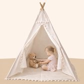 WIRHAO Tipi-tent voor kinderen met gevoerde mat katoen canvas tipi