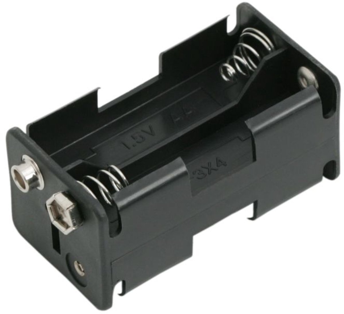 10x Batterijhouder AA naar 9V – Voor 4 AA batterijen – Met 9V clip connector – 10 stuks – Zwart - 10 Stuks [05345]