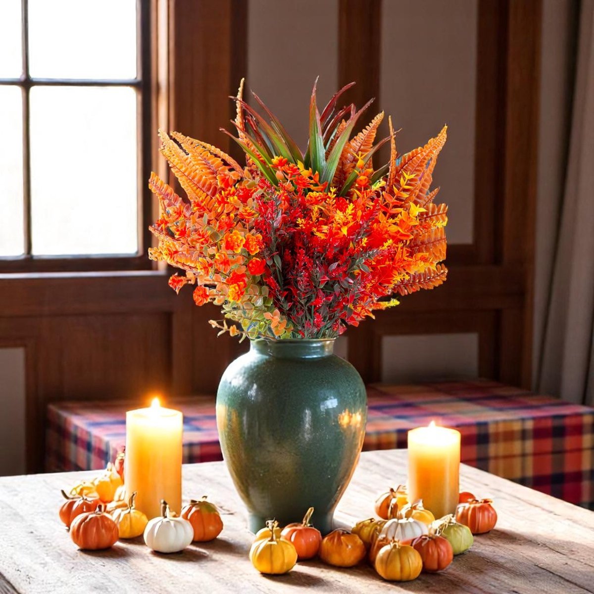 9-delige herfstkunstbloemset - UV-bestendige kunstcamelia-plantenset voor binnen- en terrasdecoratie - Seizoensgebonden woonaccessoires voor housewarming, herfst, Kerstmis, Halloween, Pasen, Thanksgiving en Valentijnsdag — cadeau in Cadeau-ideeën - foto 4