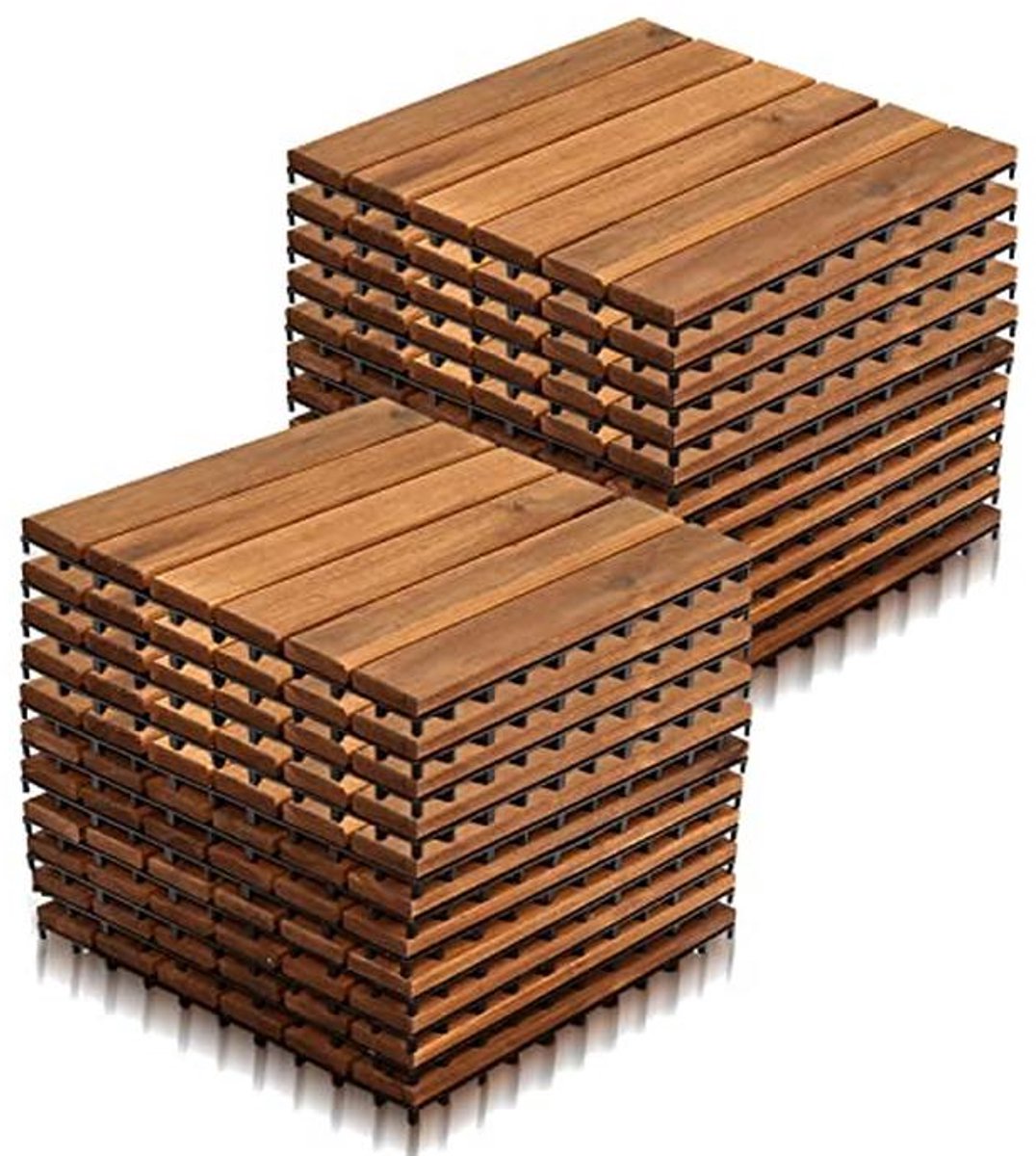 Weerbestendige Houten Tegels 30 x 30 cm voor Terrassen en Balkons - 22 Stuks - Voordelige Vloerbedekking voor Buiten