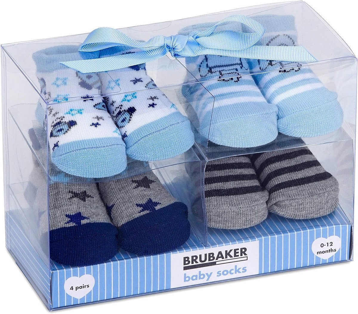 4 Paar Baby Sokken voor Jongens 0-12 Maanden - Verjaardag en Kerst Cadeau Set in Luxe Geschenkdoos