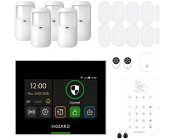 Hozard® Alarmsysteem Pakket A V2 - WiFi & 4G Smart Home Beveiligingssysteem - Touchscreen – Slim Keypad