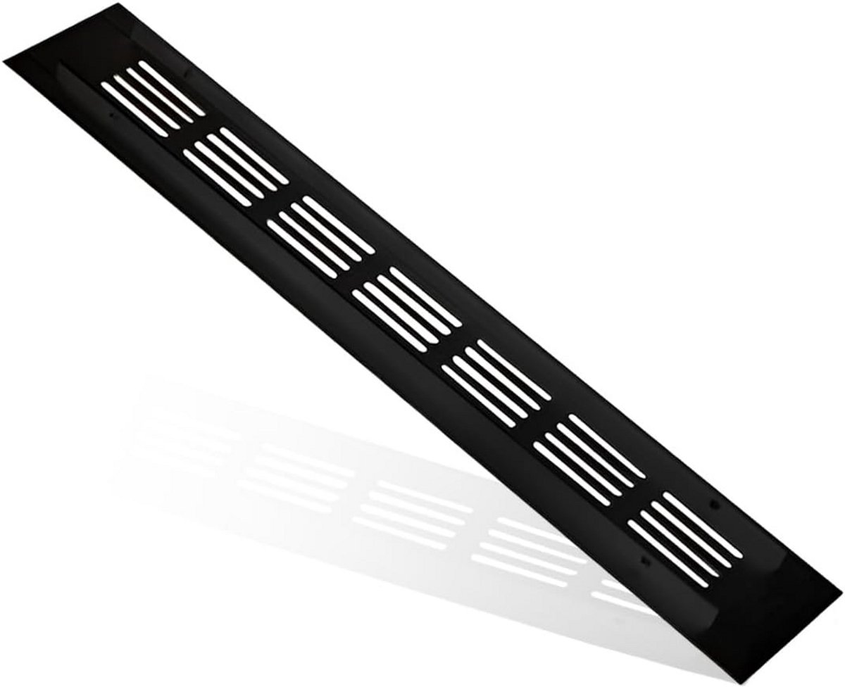 Ventilatierooster Rechthoekig Zwart Aluminium - Luchtrooster Jaloezie voor Kast of Ventilatie (50x300mm)