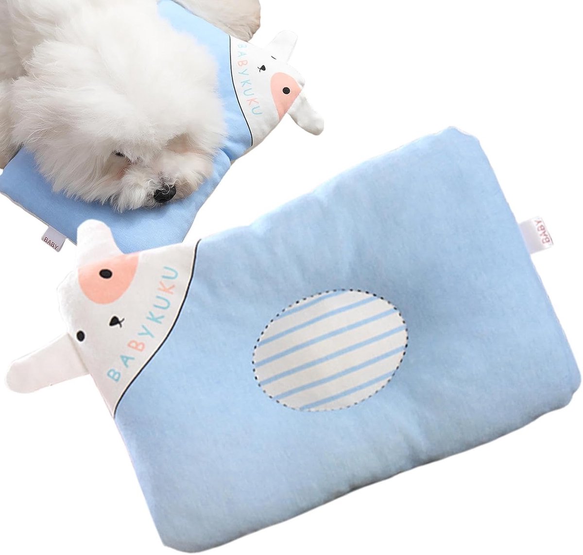 Kussen Für Welpen - Kuschelkissen Voor Kleine Honden - Ondersteuning Voor Hals En Rug + Geborsteld Katoen Materiaal - 1 Stuk - Voor Kleine Honden, Pups, Kittens En Beperkte Dieren Blauw