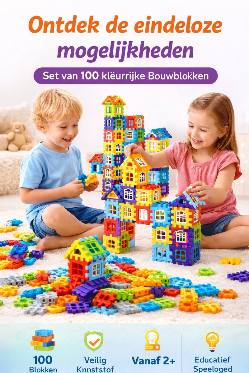 Creatieve 3D Bouwblokken STEM- Educatief Speelgoed voor Kinderen 100 delig