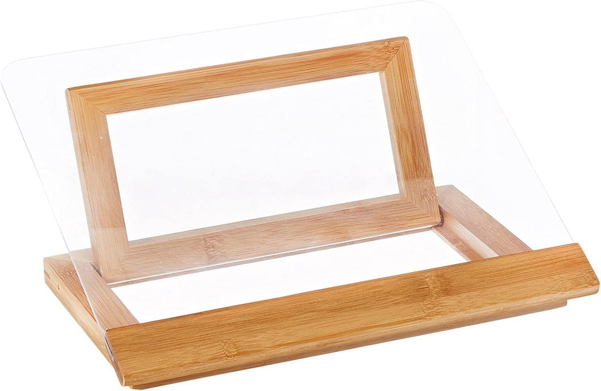Bamboe Kookboekhouder met Acryl Steun voor Keuken