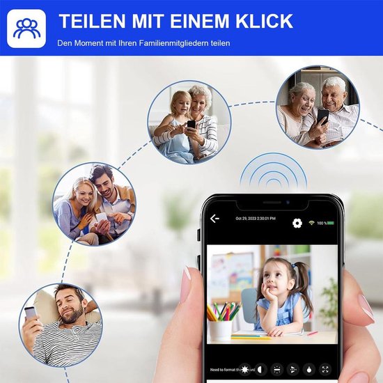 Bewakingscamera, 1080P HD Wi-Fi-camera, huisdierbeveiligingscamera, mini verborgen camera met nachtzicht en bewegingsdetectie. van Sanbo. — afbeelding 3
