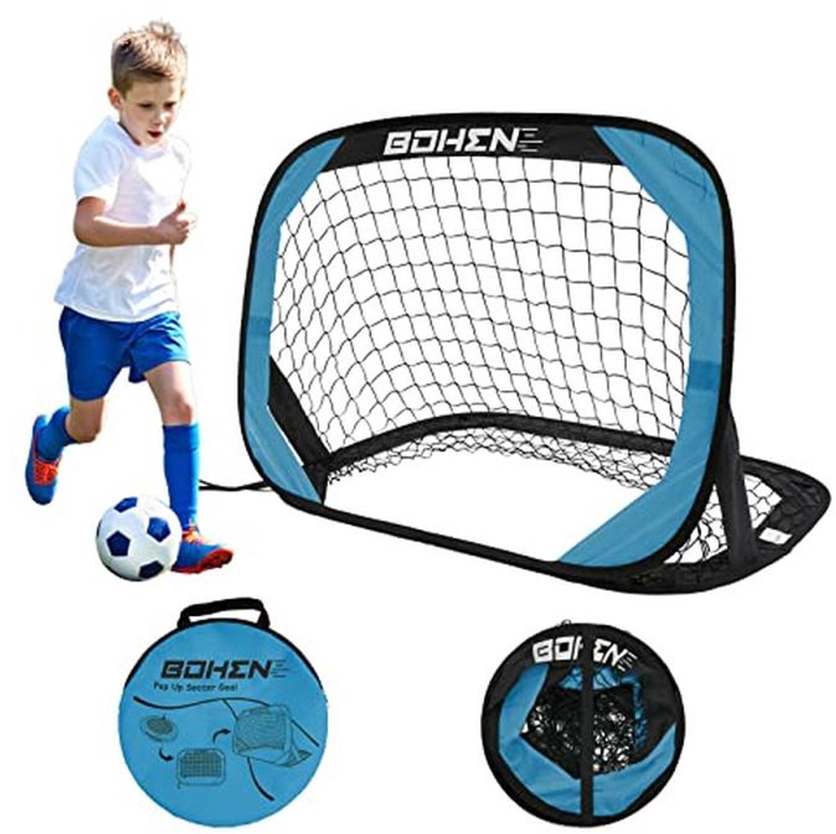 Pop Up Draagbare Voetbal Doel 3.3x2ft voor Kids - Ideaal voor Buiten Spelen