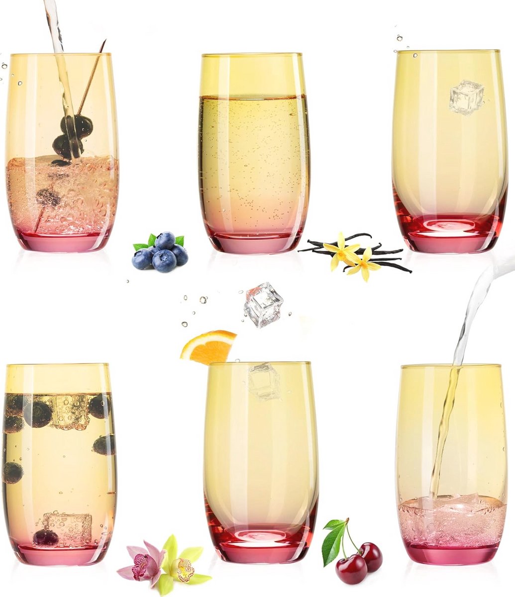 Kleurige Drinkglazen Set van 6 - 300 ml