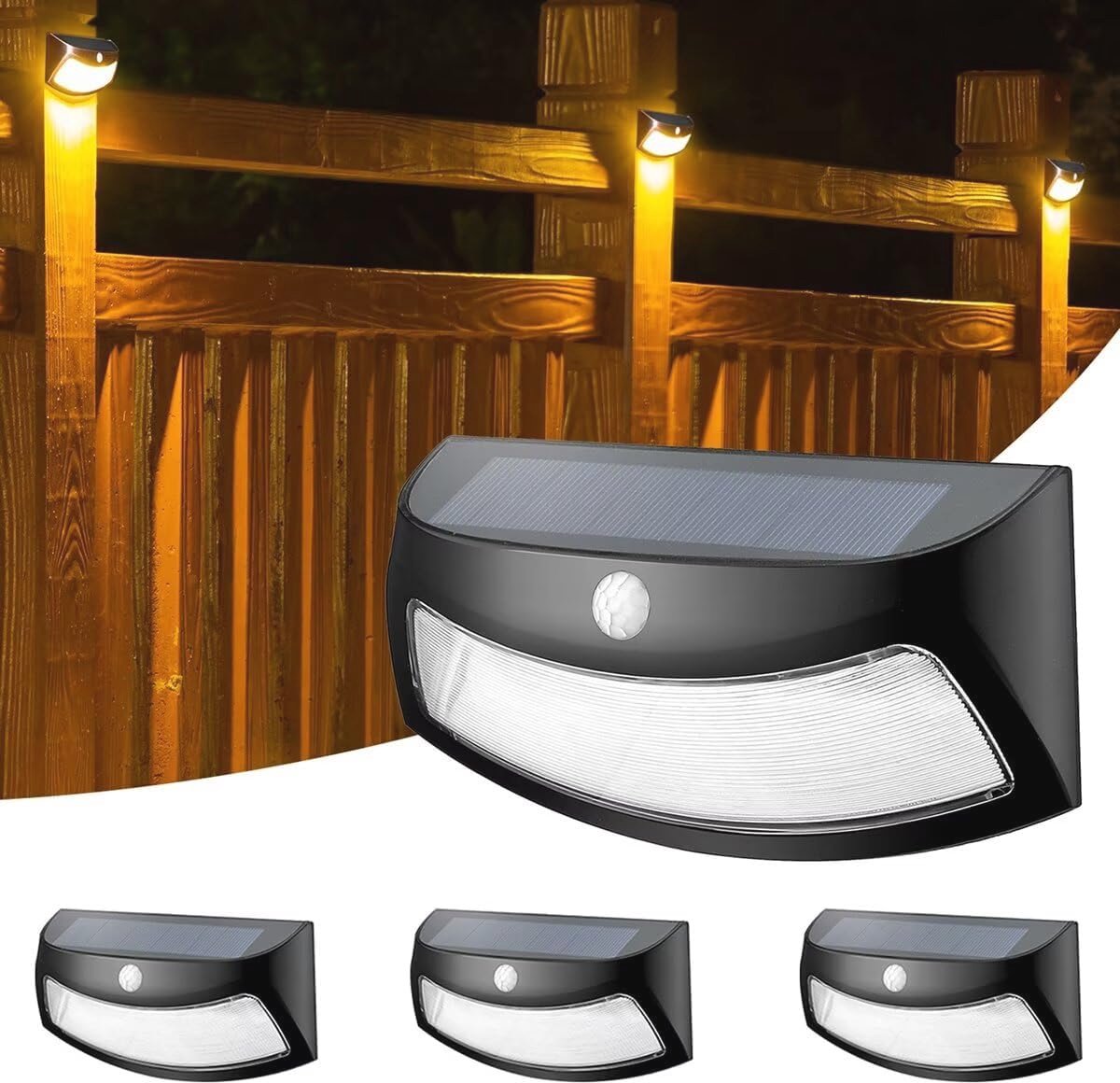 Set van 4 buiten wandlampen op zonne-energie met bewegingssensor en 3 lichtmodi - IP65 waterdicht