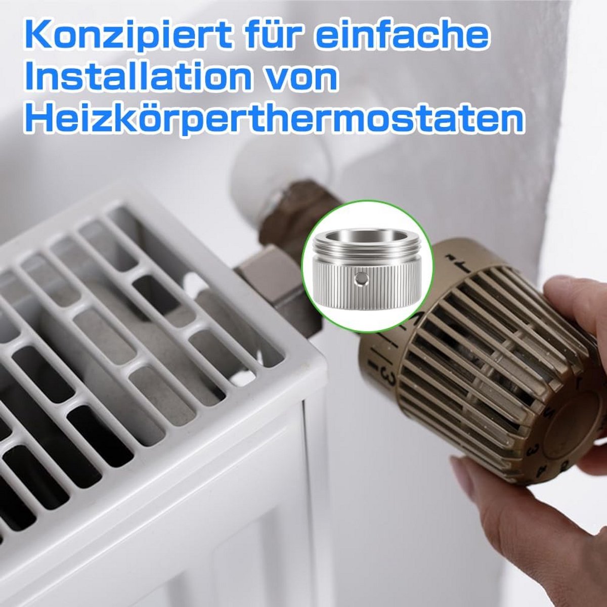 Adapter Set voor Radiator Thermostaatkranen - RVS Schroefverbinding M30 x 1.5 voor Universele Montage