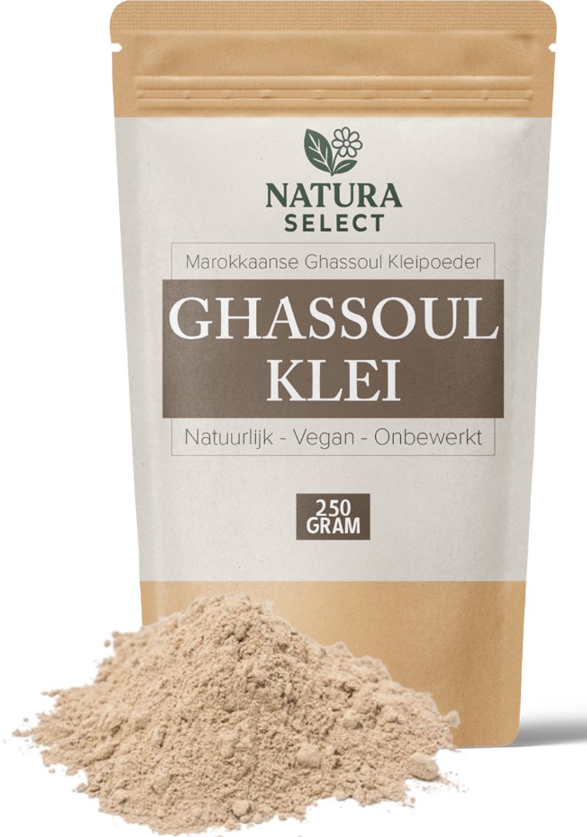 Ghassoul Klei 250g – 100% Natuurlijk – Marokkaanse Rhassoul – Geschikt voor Gezichtsmaskers, Haar & Huid – Premium Klei Poeder