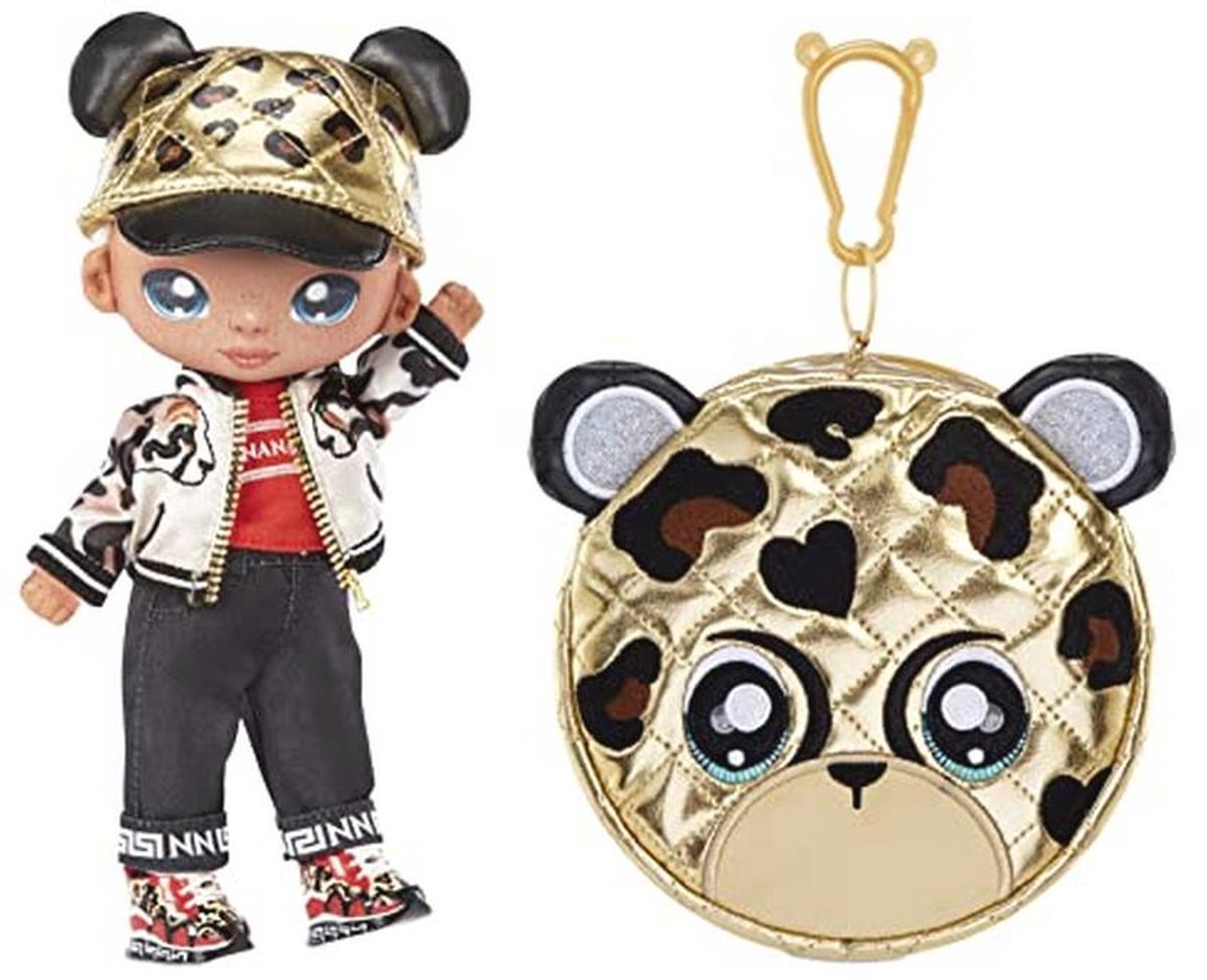 Na Surprise Glam Series 2 - GIANNI WILDE - Cheetah Inspired Plush Fashion Doll with Blonde Cheetah Print Hair & Metallic Animals Clip-on Wallet - Collectable - 5+ Years