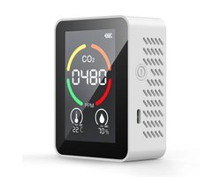 Gsedaox-CO2 meter-3 in 1 CO2 Meter-Luchtkwaliteitsmeter-Binnen- CO2-melder-Hygrometer-Draagbaar en Oplaadbaar-Thermometer-Incl. CO2 Alarm en USB-kabel
