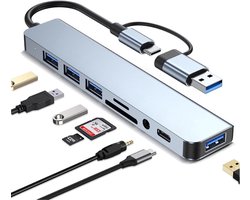Gsedaox-USB C Hub-USB Splitter-8 in 1 Hub-Docking Station-1 x Kaartlezer-Geschikt voor Macbook Pro / Air / Windows / Universeel