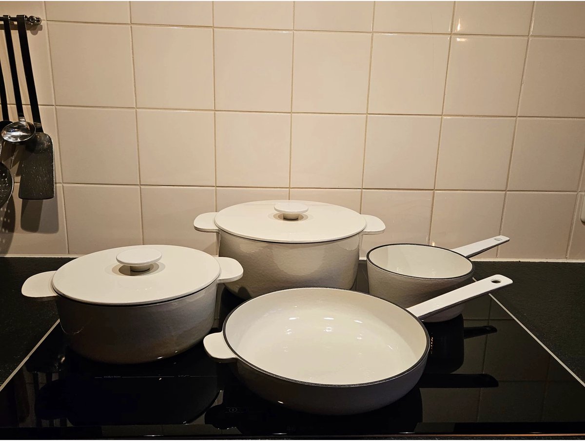 Pannenset inductie gietijzer – CSK Anden 6-delig crème