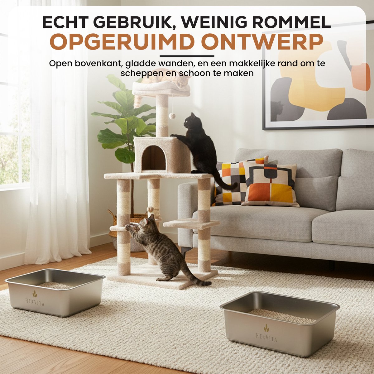 Hervita Hervita RVS Kattenbak - afbeelding 3