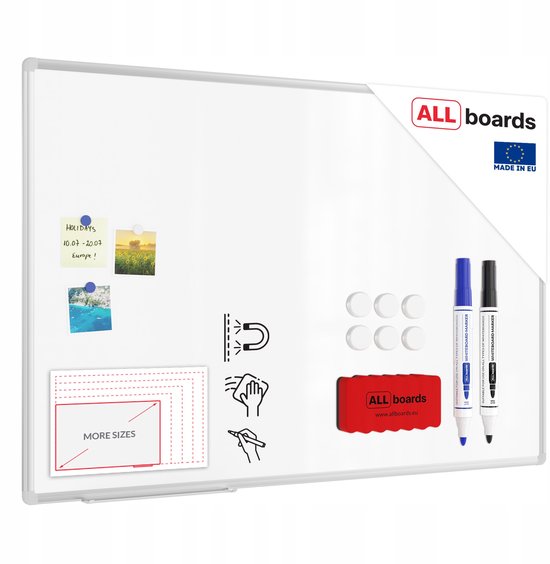 Magnetisch Whiteboard 120x80cm met Aluminium Frame & Gratis Accessoires