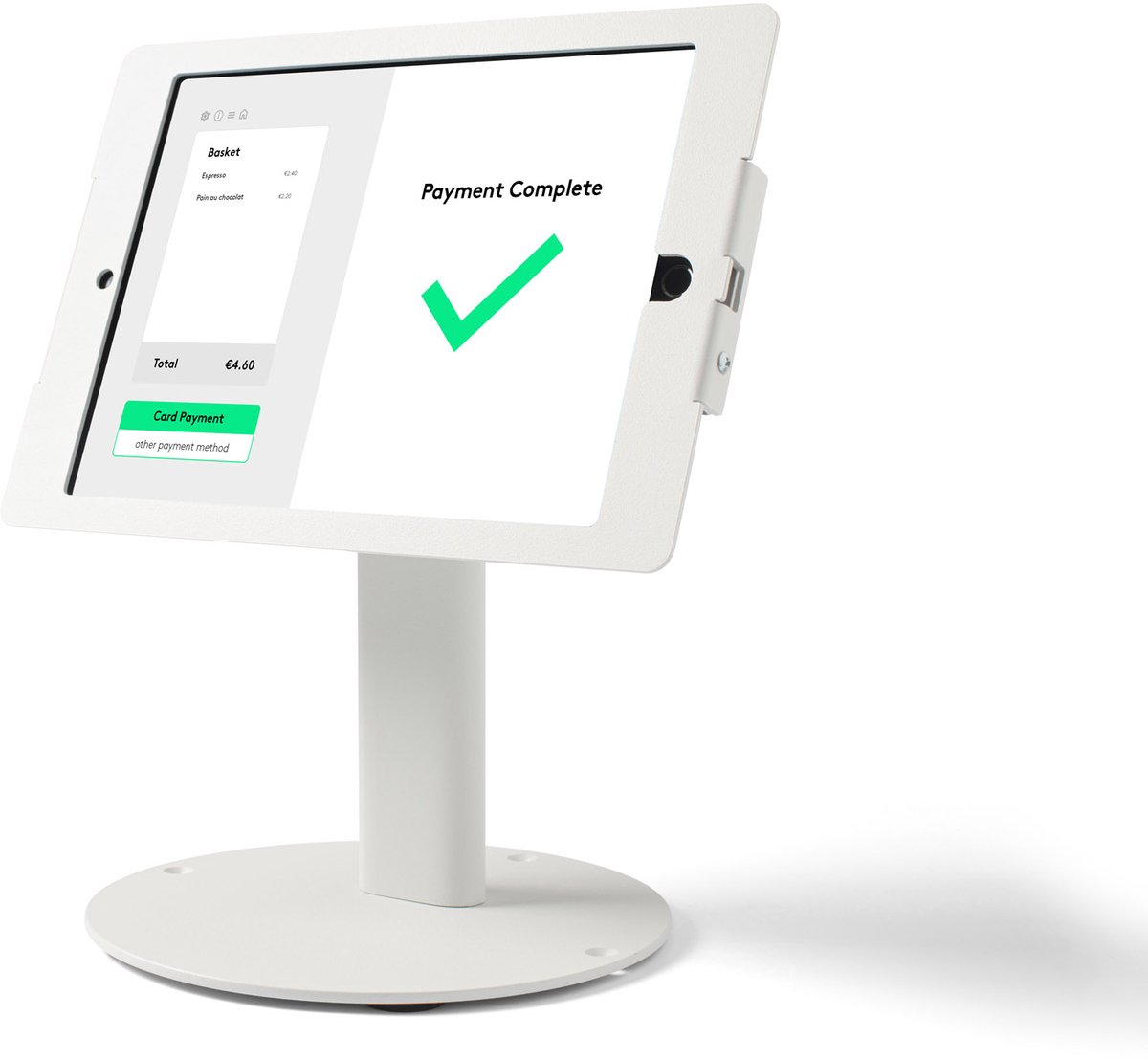 Tabdoq Lite iPad standaard | Veilige, Draai- en Kantelbare houder | Stabiele, verzwaarde voet voor Balies & Bureaus | Voor iPad 7e, 8e & 9e Generatie (2019-2021) iPad 10,2 Inch | Wit