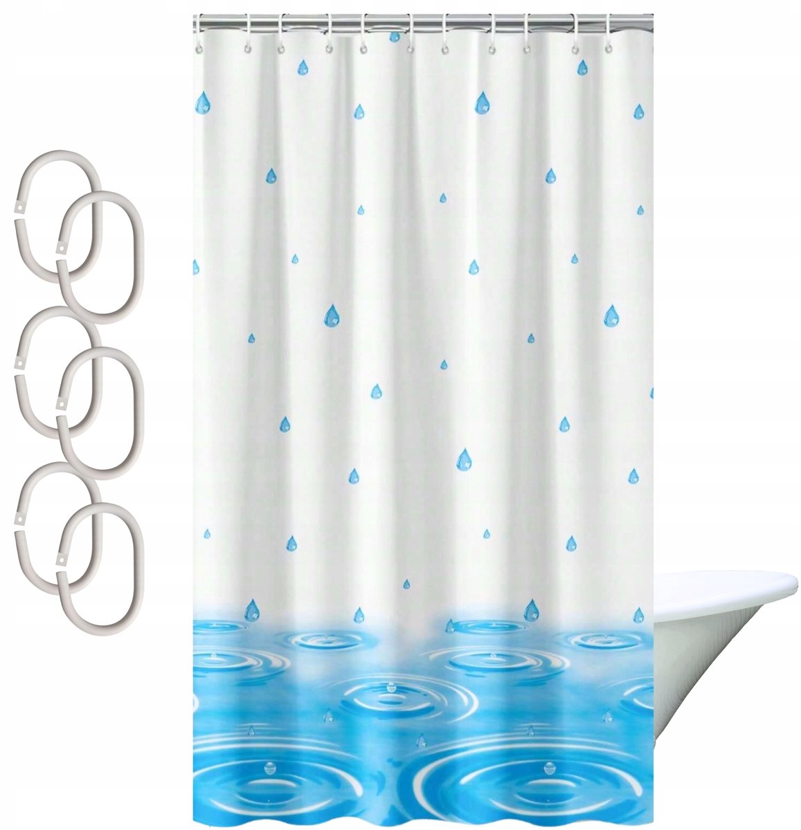 Textiele Douchegordijn 150x200cm - Waterafstotend met Haken