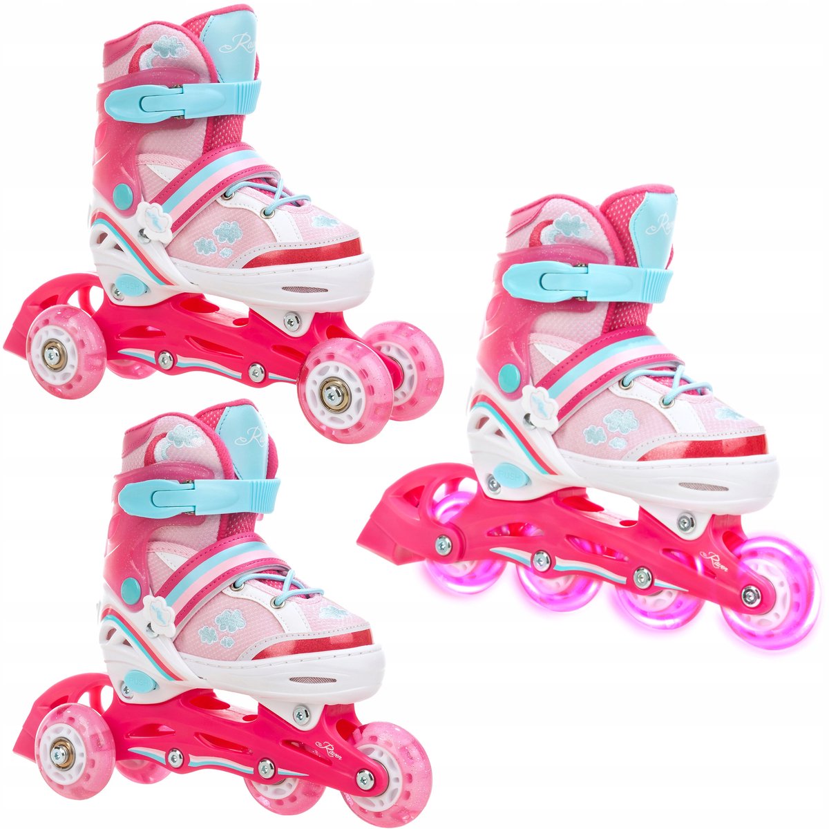 RAVEN Zoya 3-in-1 LED Inline Skates/Rolschaatsen Roze