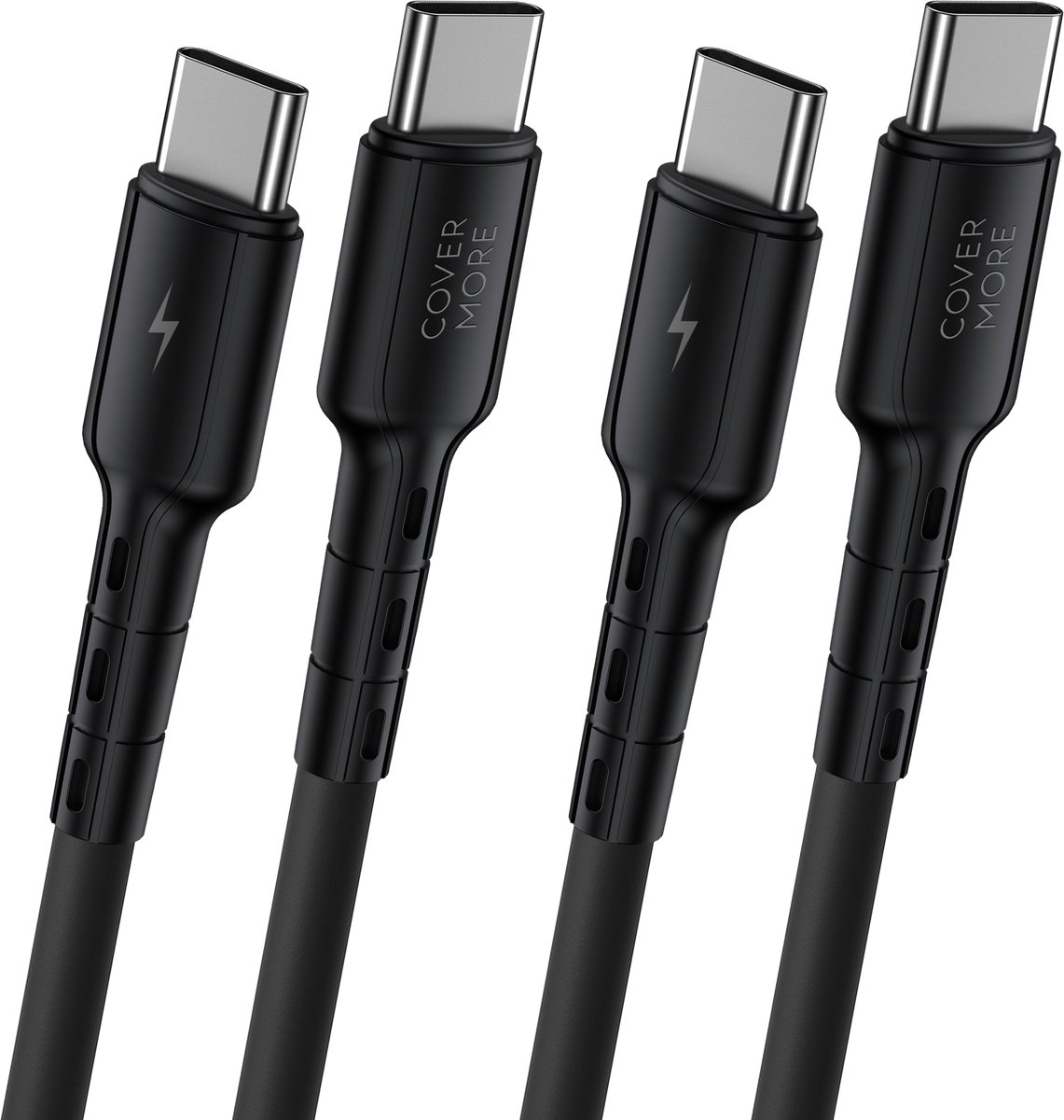 Usb C kabel naar usb C - 2 stuks - 1m - Snellader - Sterk - Flexibel - Zwart
