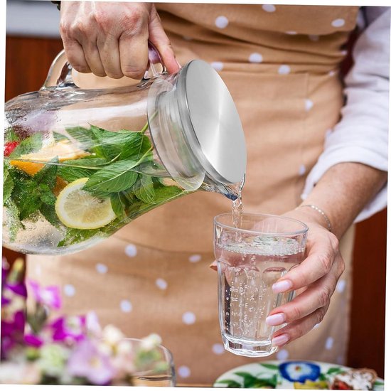 Sapkan/schenkkan karaf met deksel 1,7 liter transparant