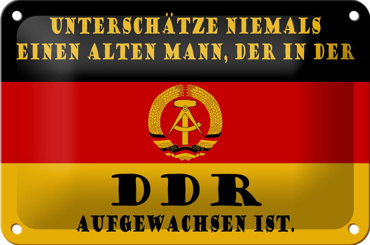 Blechschild Spruch 18x12cm alter Mann DDR aufgewachsen