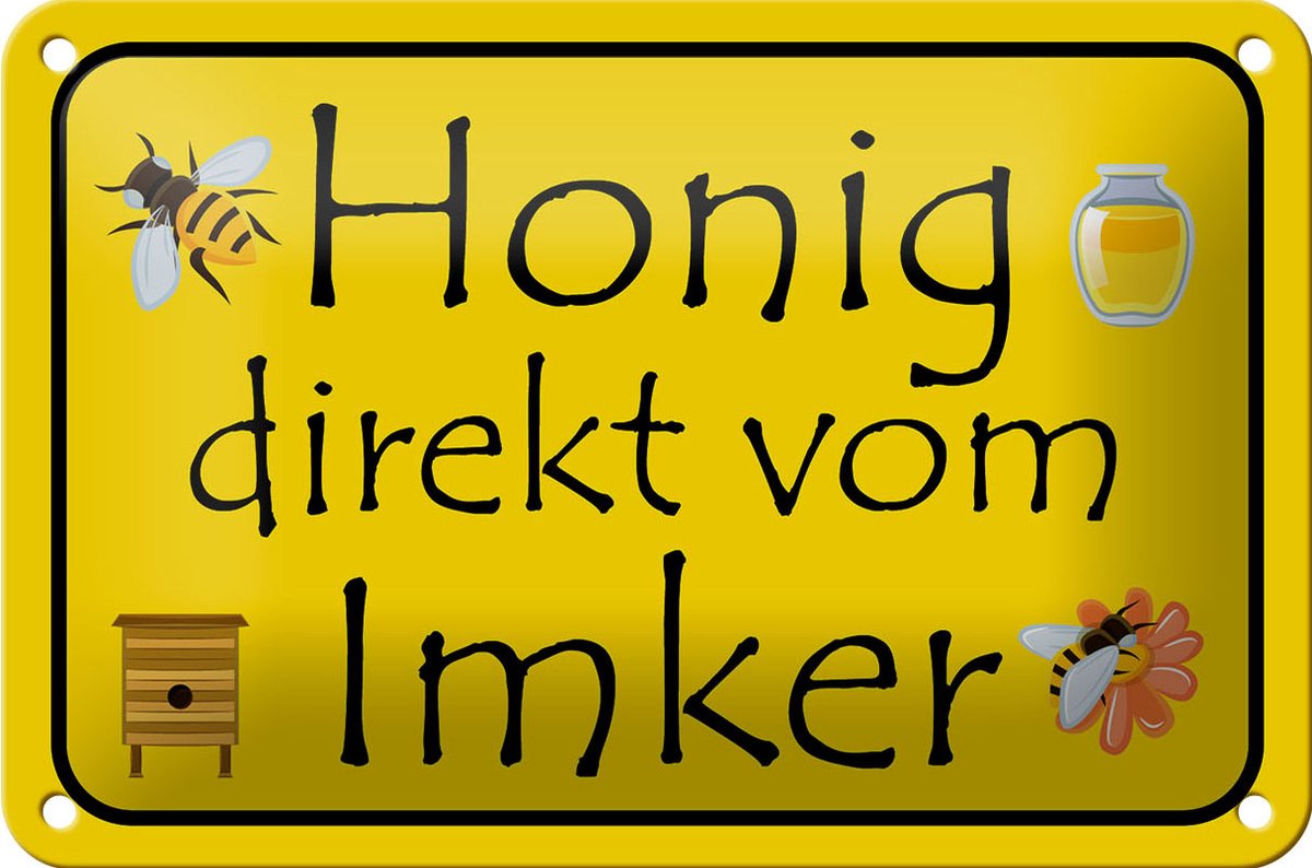 Blechschild Hinweis 18x12cm Honig direkt vom Imker