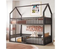 STILVORA Stapelbed 90×200 – Kinderbed met Treppe, Veiligheidshekje en Loft-Design – Metaal – Zwart