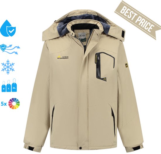 Winterjas - Heren winterjas - Heren parka jas - Wintersport - Waterdicht - Capuchon - Windjack - Maat M - Khaki