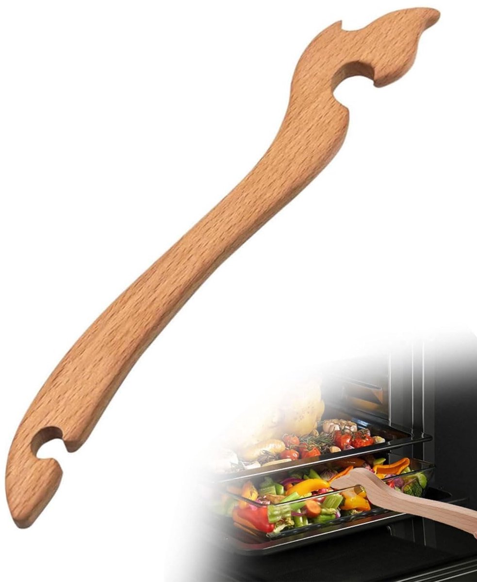 1 stuks Oven Rack Bamboo Puller 27 cm, Extracteur de Grille de Four in duurzaam silicone, Poussoir pour vier Prévenir les Brûlures, Extracteur de Four Baton pour vier, grille-pain, friteuse à air