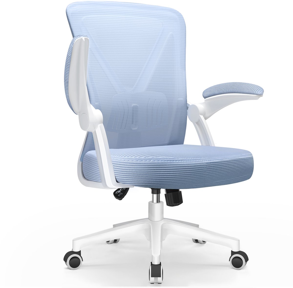 Saikefy Bureaustoel - Ergonomische Bureaustoel - Bureaustoelen voor Volwassenen - Office Chair - Kantoorstoel - Lendensteun - Opklapbare Armleuningen - Blauw