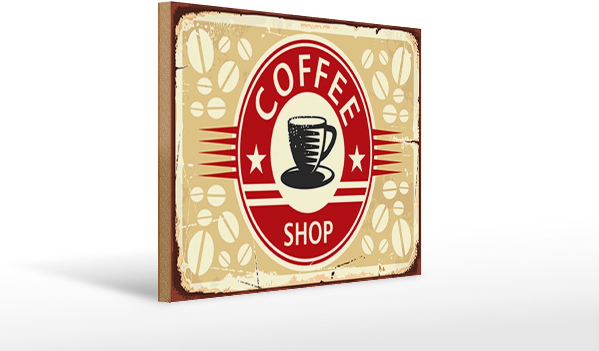 Holzschild Retro 40x30cm Kaffee Coffee Shop