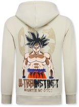 Oversized Hoodie Heren met Capuchon - Trui Heren GOKU Ultra Print - Dik Geweven Sweater Heren - 5562 - Beige