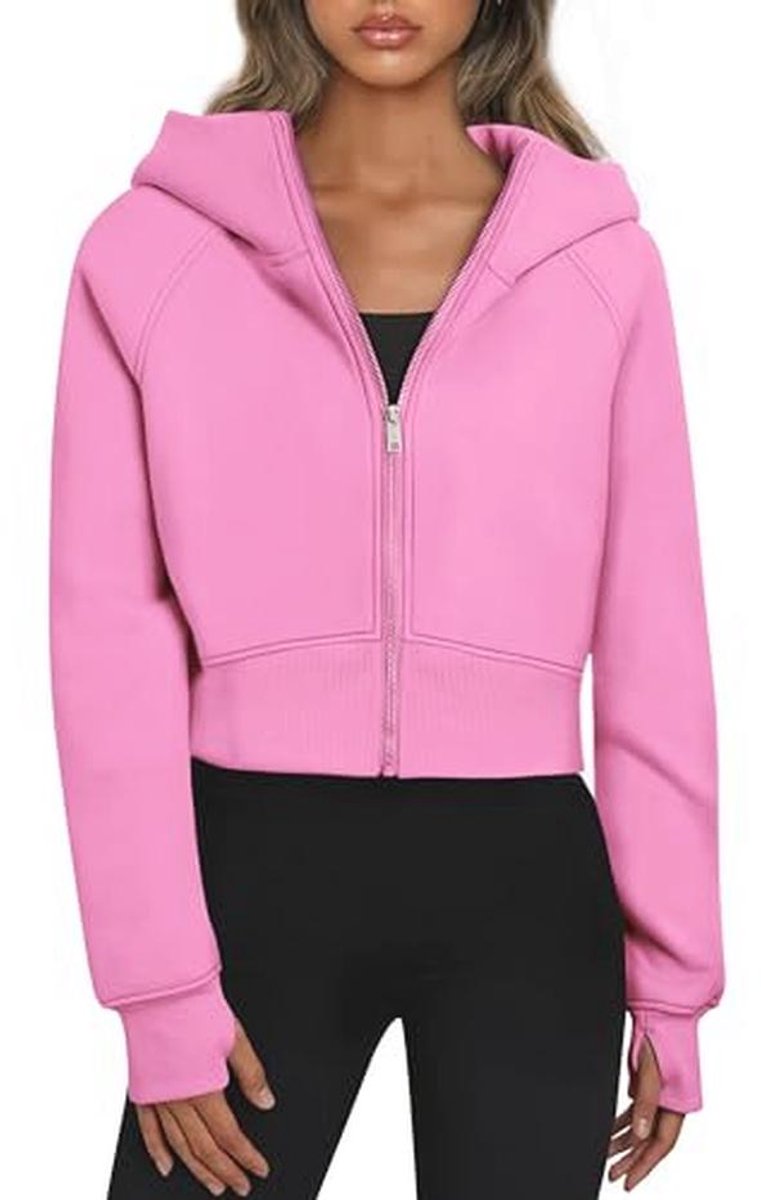 Cropped Hoodie Dames met Capuchon en Rits - Korte Sweatjack voor Herfst en Winter