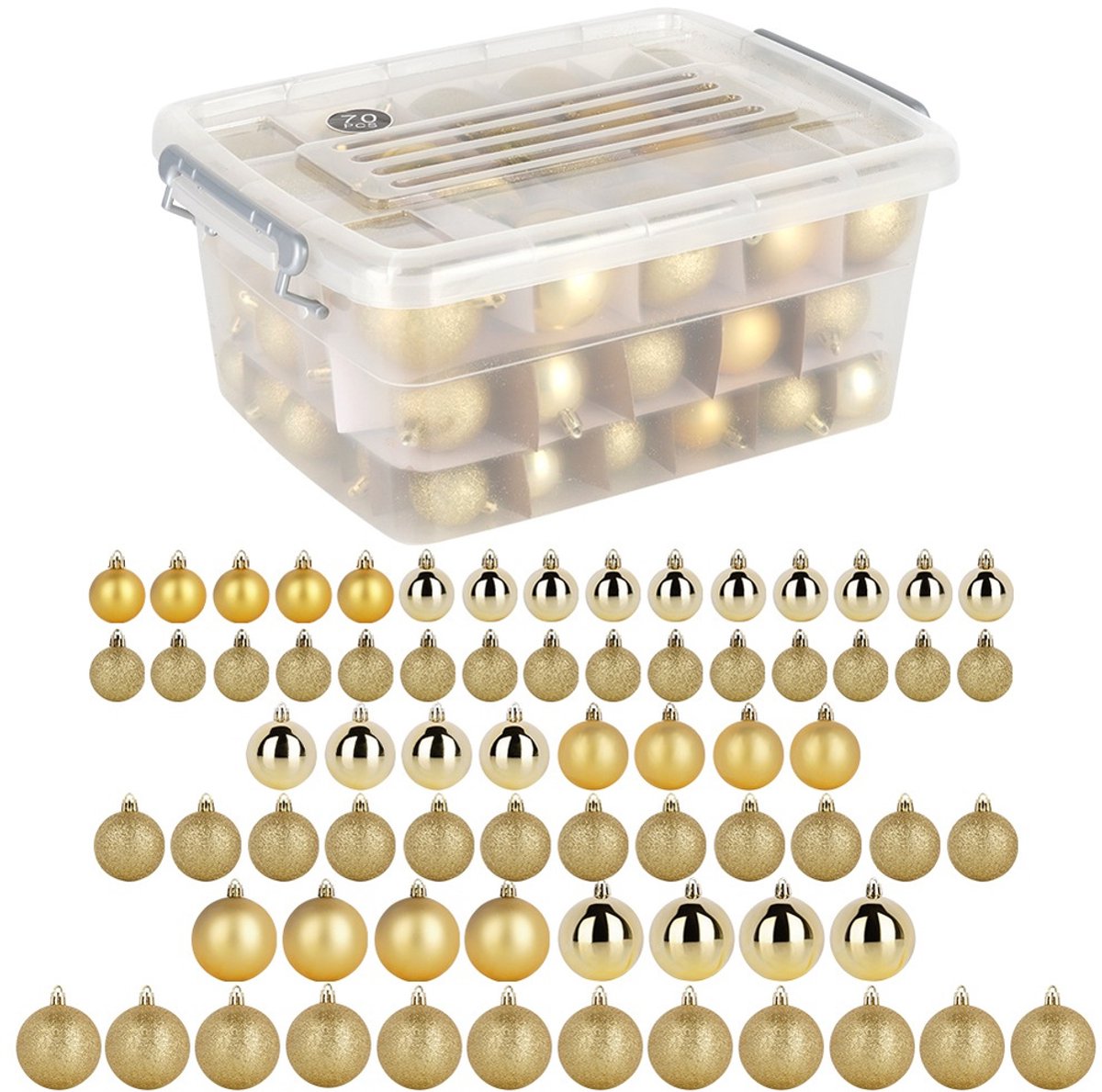 Kerstballen Set Onbreekbaar Gouden in Doos 4 / 5 / 6 cm - Kerstdecoratie