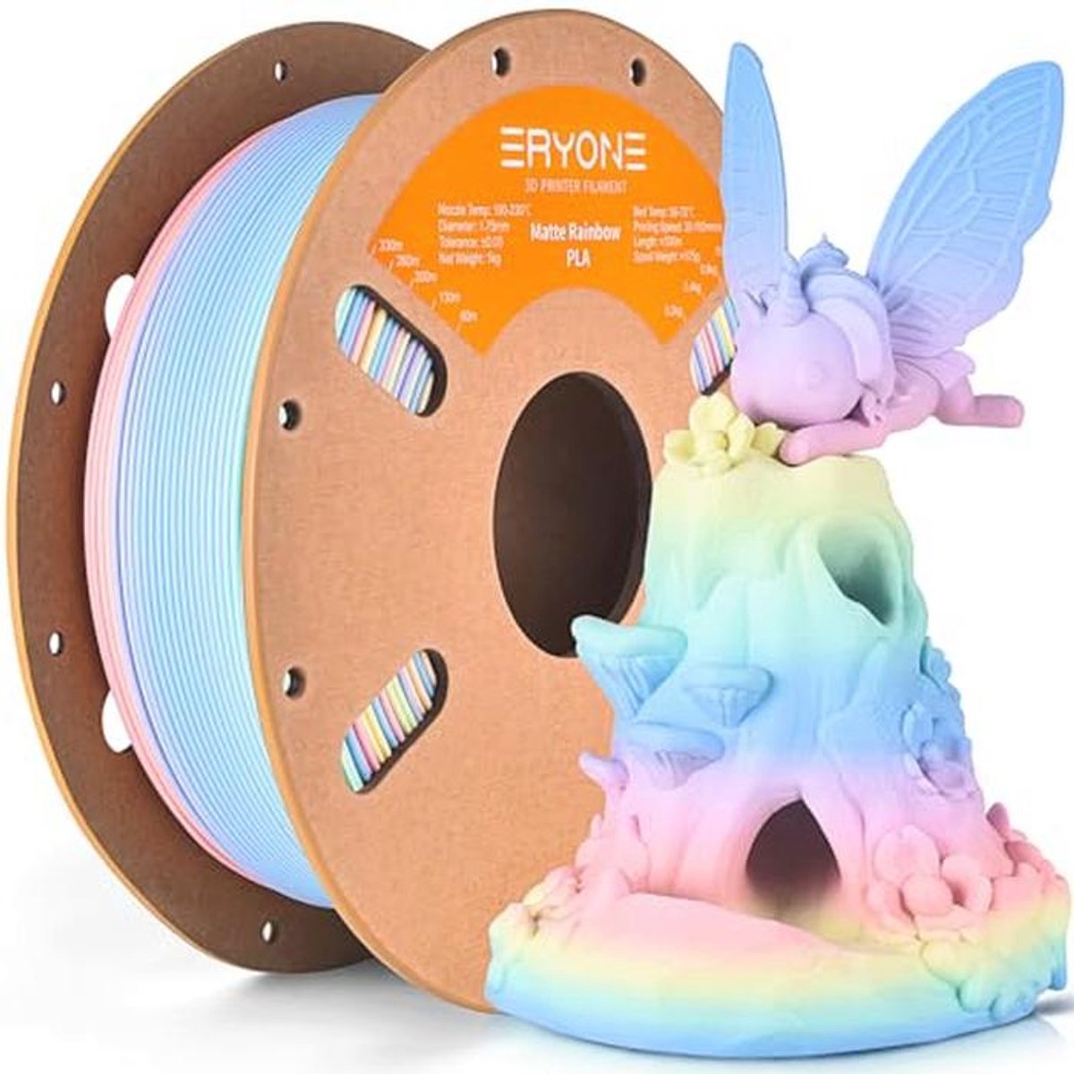 1.75mm PLA filament 1kg - Matt Multicolor Rainbow Marble for 3D Printing