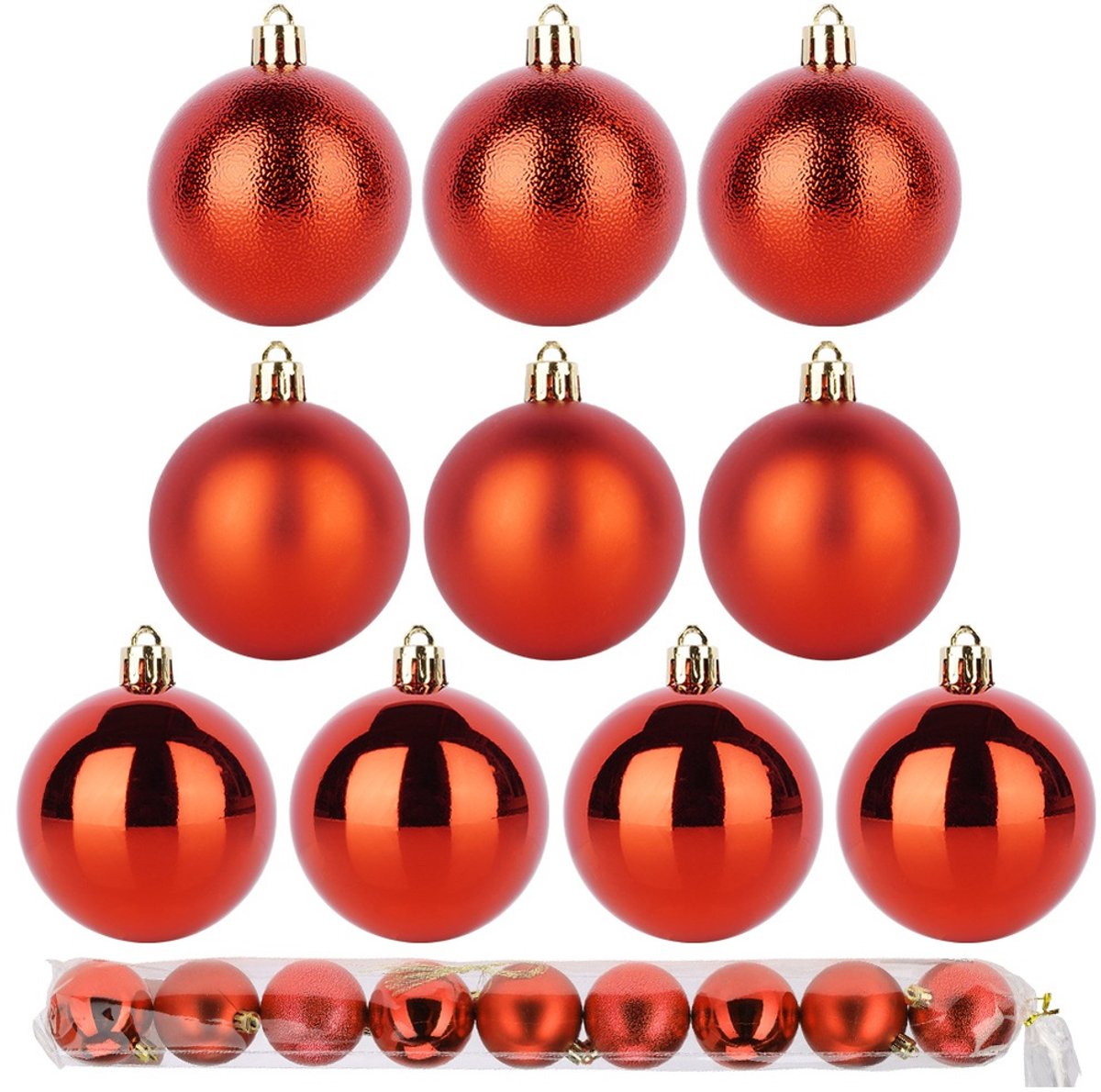 Kerstballen Set Onbreekbaar Rood 6 cm 9 stuks - Kerstdecoratie