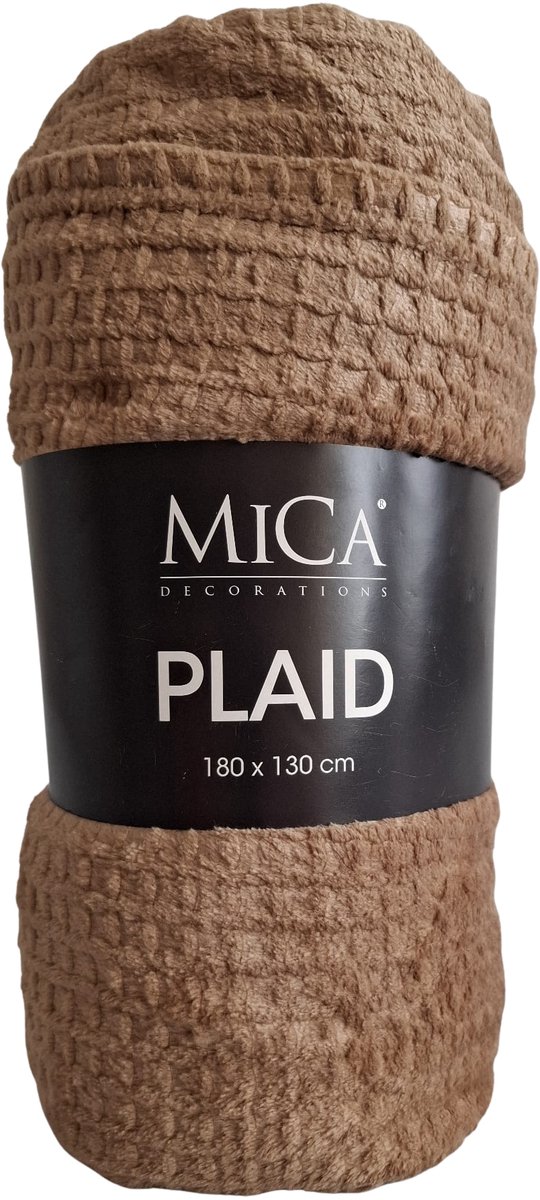 Mica Joanne Fleece Plaid 180x130 cm – Zacht Woondeken – Lichtbruin