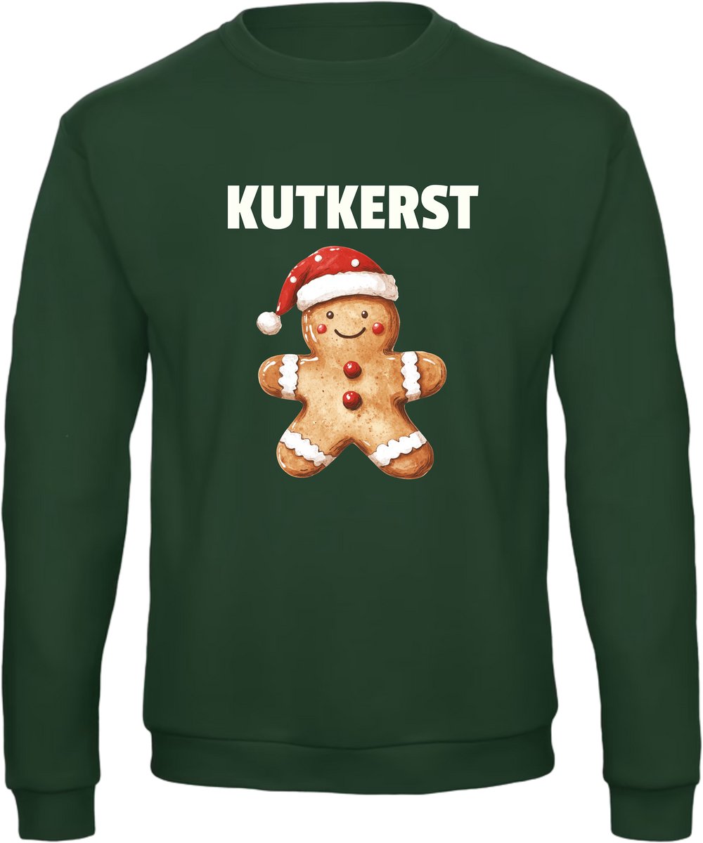 Kutkerst trui - Unisex - Kerst - Christmas - Feestdagen - Kersttrui - Grappige trui - Kerstman - Foute kersttrui - Kerst outfit - Donkergroen - Maat XXL