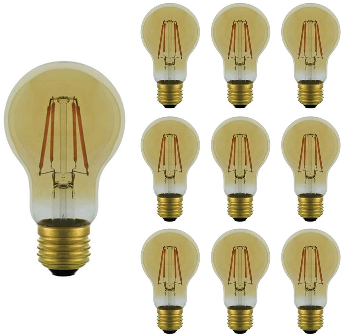 VITO LED Filament Lamp A60 E27 - 4W (vervangt 50W) - 568lm - 2500K Extra - 220-240V - Energiezuinig - 10 stuks