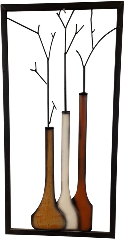 Décoration murale, vases de fenêtre, décoration murale en métal - tapisserie murale mono métal - objet mural d'ambiance, Décoration murale pour salon - tenture murale - objet mural, Décoration murale murale pour chambre